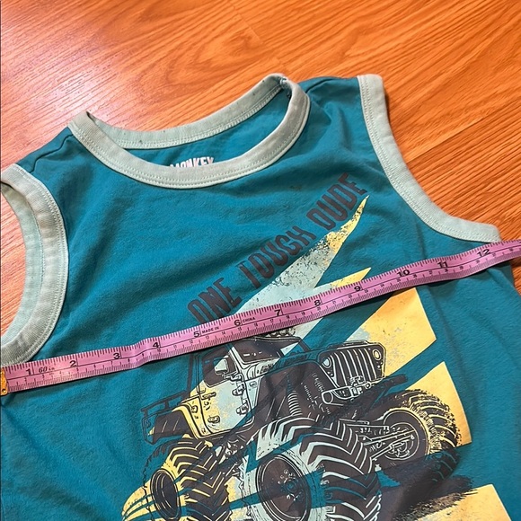 Kids Blue Monster Truck Sleeveless Shirt - Picture 3 of 4